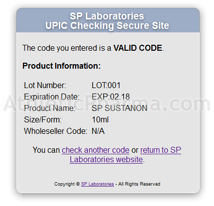 Проверка оригинальности SP Sustanon на официальном сайте Оригинальный SP Sustanon – подтверждение по коду
